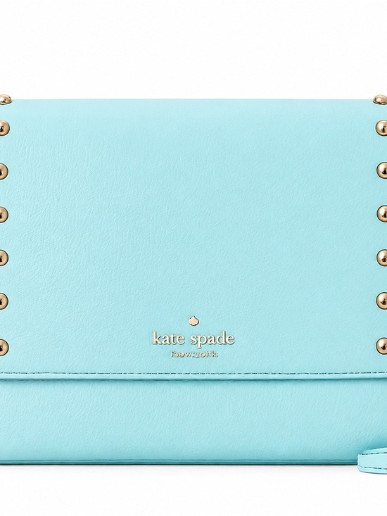 kate spade Handbags - kate spade aqua leather studded flap crossbody with gold accents
